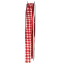 Cadeaulint met zelfkant 8mm 20m rood geruit