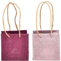 Artikel Cadeautasje met handvatten in bordeaux roze 10,5 cm 8 st