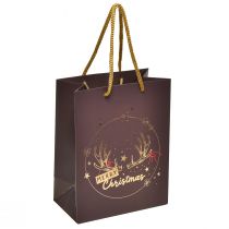 Artikel Cadeautas kerstgewei bruin/goud 18x10x23cm 2 stuks