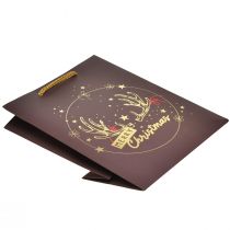 Artikel Cadeautas kerstgewei bruin/goud 18x10x23cm 2 stuks