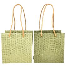 Artikel Cadeauzakjes met handvat papierfolie groen 10,5cm 12 st