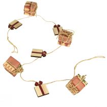 Artikel Slinger Kerstcadeaus en Sterren Rood Naturel Groen 100cm 2st