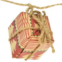 Artikel Slinger Kerstcadeaus en Sterren Rood Naturel Groen 100cm 2st