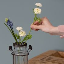 Artikel Glazen fles in een metalen mandje, ideaal als decoratief accent in de woonkamer, 20 cm