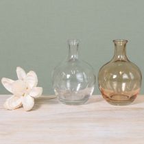 Artikel Glazen fles mini vaas amber en helder Ø7,5cm H11cm 4 stuks