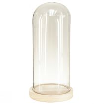 Artikel Glazen latei glazen stolp met voet helder hout Ø14cm H28,5cm