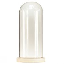 Artikel Glazen latei glazen stolp met voet helder hout Ø14cm H28,5cm