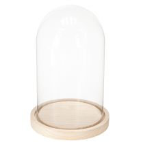 Artikel Glazen stolp op houten dienblad, glazen pot, helder, naturel, Ø17cm, H24cm