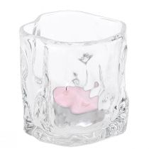 Artikel Decoratief glazen theelichtje kleine glazen kandelaar Ø8cm H7,5cm 2st