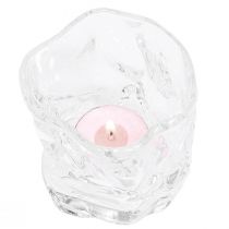 Artikel Decoratief glazen theelichtje kleine glazen kandelaar Ø8cm H7,5cm 2st