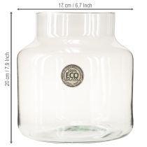 Artikel Glazen vaas ronde bloemenvaas groot 100% gerecycled glas H20 Ø17cm