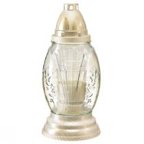 Artikel Graflicht glazen vaas retro graflantaarn helder wit goud Ø11cm H26,5cm