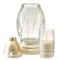 Artikel Graflicht glazen vaas retro graflantaarn helder wit goud Ø11cm H26,5cm