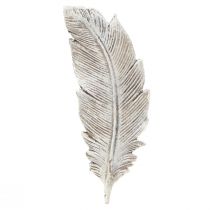 Artikel Grafdecoratie veer grijs wit grafdecoratie polyresin 15,5cm 4 st