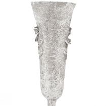 Artikel Grijze grafvaas met rozenmotief, 26 cm hoog, 2 stuks