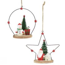 Artikel Decoratieve hanger Kerstman Sneeuwpop Ster H13cm 2st