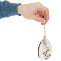 Artikel Houten paaseieren om op te hangen, wit en zwart, 10 cm, 6 stuks