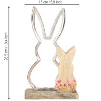 Artikel Konijn moeder met kind konijn decoratie natuurlijk zilver 26,5cm