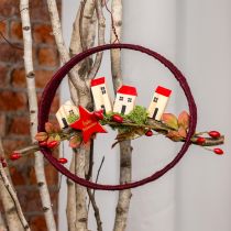 Artikel Houten huis decoratieve huizen hout naturel rood 4 st