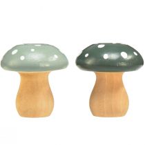 Artikel Houten paddenstoelen decoratieve paddenstoelen houtvliegenzwammen groen mint 5cm 8 st