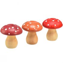 Artikel Houten Paddestoelen Decoratieve Paddestoelen Houten Vliegenzwam Rood Oranje 5cm 9 st