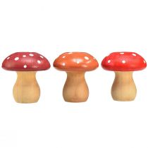 Artikel Houten Paddestoelen Decoratieve Paddestoelen Houten Vliegenzwam Rood Oranje 5cm 9 st