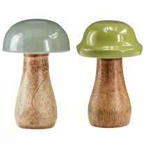 Artikel Houten paddestoelen decoratieve paddestoelen hout grijs groen Ø6cm H10cm 2st