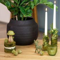 Artikel Houten paddestoelen decoratieve paddestoelen hout grijs groen Ø6cm H10cm 2st