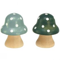 Artikel Houten Paddestoelen Decoratieve Paddestoelen Houten Mini Vliegenzwammen Mintgroen 4cm 12 st