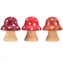 Artikel Houten Paddestoelen Decoratieve Paddestoelen Hout Mini Paddestoeltjes Rood Oranje 4cm 12 st