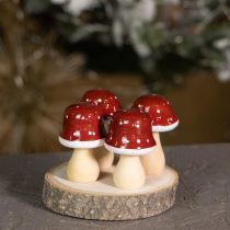 Artikel Houten paddenstoelen, decoratie, hout, FSC, roodbruin, H6,5/7 cm, 4 stuks