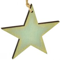 Artikel Houten sterren voor het ophangen van raamdecoratie mint goud 12/20/26cm set van 3