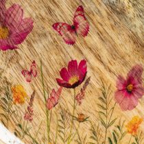 Artikel Houten bordjes met bloemen en vlinders, naturel roze, Ø15 cm, 3 stuks