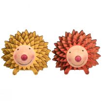 Artikel Egel decoratie houten figuur herfst oranje geel 8×7×6cm 4 stuks