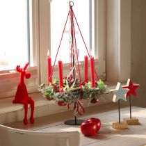 Artikel Edge Kruk Eland Decoratie Kerstmis Gevlokt 31cm Rood 3 stuks