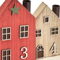 Artikel Kaarsenhouder Adventskrans stokkaarsen huisjes 35cm H20cm