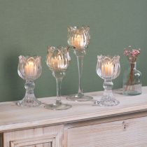 Artikel Glazen kaarsenhouder in de vorm van een bloem, voor elegante tafeldecoratie, evenementen en bruiloften, 22 cm