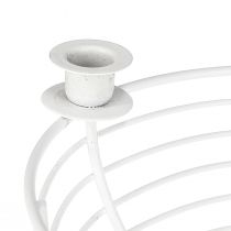 Artikel Kaarshouder in witte decoratieve metalen schaal Ø14cm H7cm