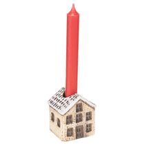 Artikel Keramische kaarsenhouder, decoratief huisje met sneeuw voor tafeldecoratie, 7 cm, 2 stuks