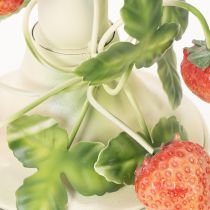 Artikel Metalen kandelaar met aardbeienversiering, zomercrème, H13cm