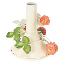 Artikel Metalen kandelaar met aardbeienversiering, zomercrème, H13cm