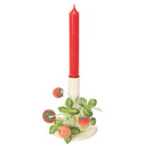 Artikel Metalen kandelaar met aardbeienversiering, zomercrème, H13cm