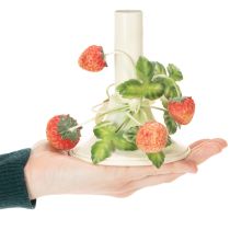 Artikel Metalen kandelaar met aardbeienversiering, zomercrème, H13cm