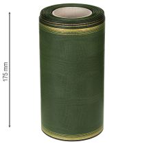 Artikel Elegant moiré kranslint, 175 mm, donkergroen met parelrand en taftweefsel voor feestelijke gelegenheden.