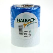 Artikel Moiré Blauw en Wit Kranslint 125 mm – Hoogwaardig rouw- en decoratief lint, nationaal lint met een elegante uitstraling, rol van 25 m