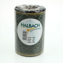 Artikel Moiré kranslint, 150 mm, donkergroen met gouden parelrand, taftbinding, rol van 25 m voor decoratie en ontwerp