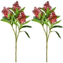 Artikel Kunstbloemen Rood Skimmia japonica Skimmie 45cm 2st