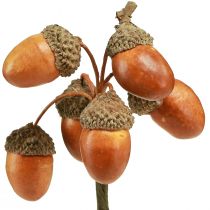 Artikel Kunstmatige eikels op draad decoratie voor herfstkrans 3cm 6 stuks