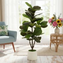 Artikel Kunstmatige Ficus lyrata 120 cm, decoratief voor de woonkamer