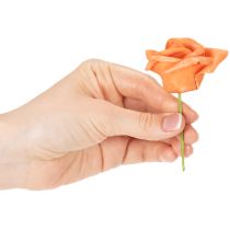 Artikel Kunstmatige oranje roos, 5 cm bloem, per stuk, 100 stuks